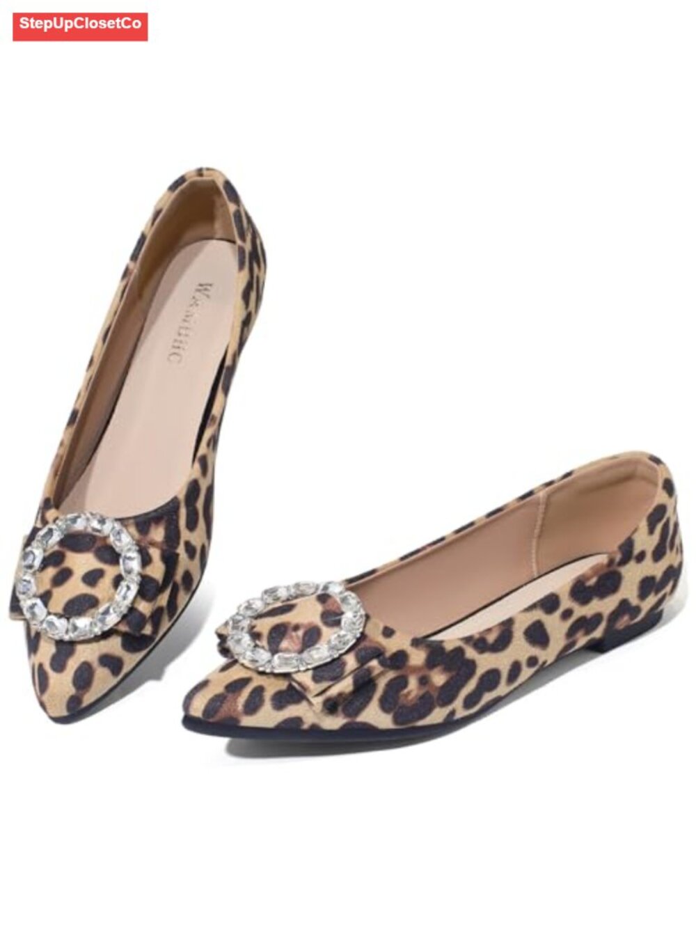 Faux Suede Rhinestone Ballet Flats Slip On Comfort Casual Dress Shoes